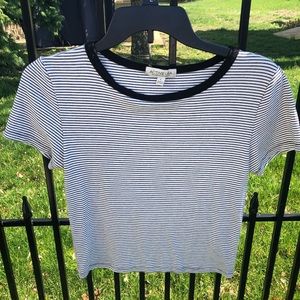 Black and White Striped Crop Top